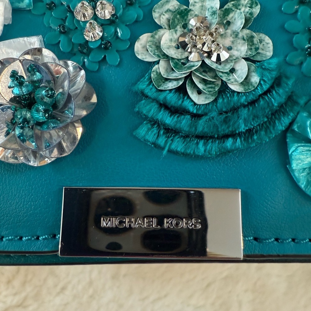 MICHAEL Michael Kors NWOT Teal Floral Crossbody Bag - Picture 9 of 10